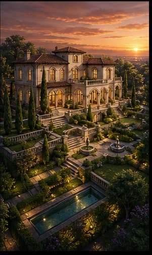 Grand villa artwork from the Legendary house card